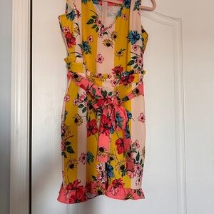 Floral Sleeveless Dress with Belt